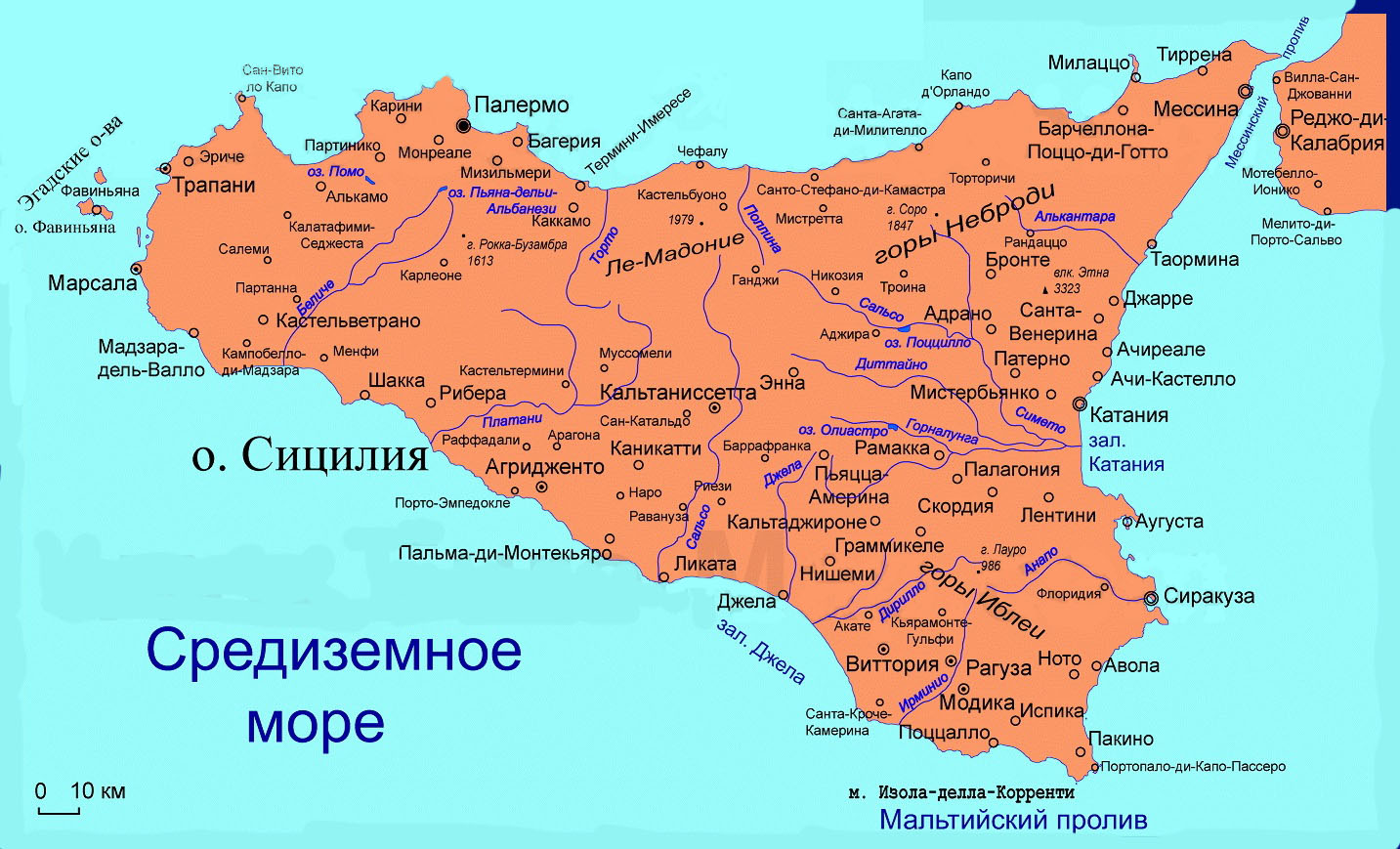 Карта Сицилии: интерактивная и для скачивания.